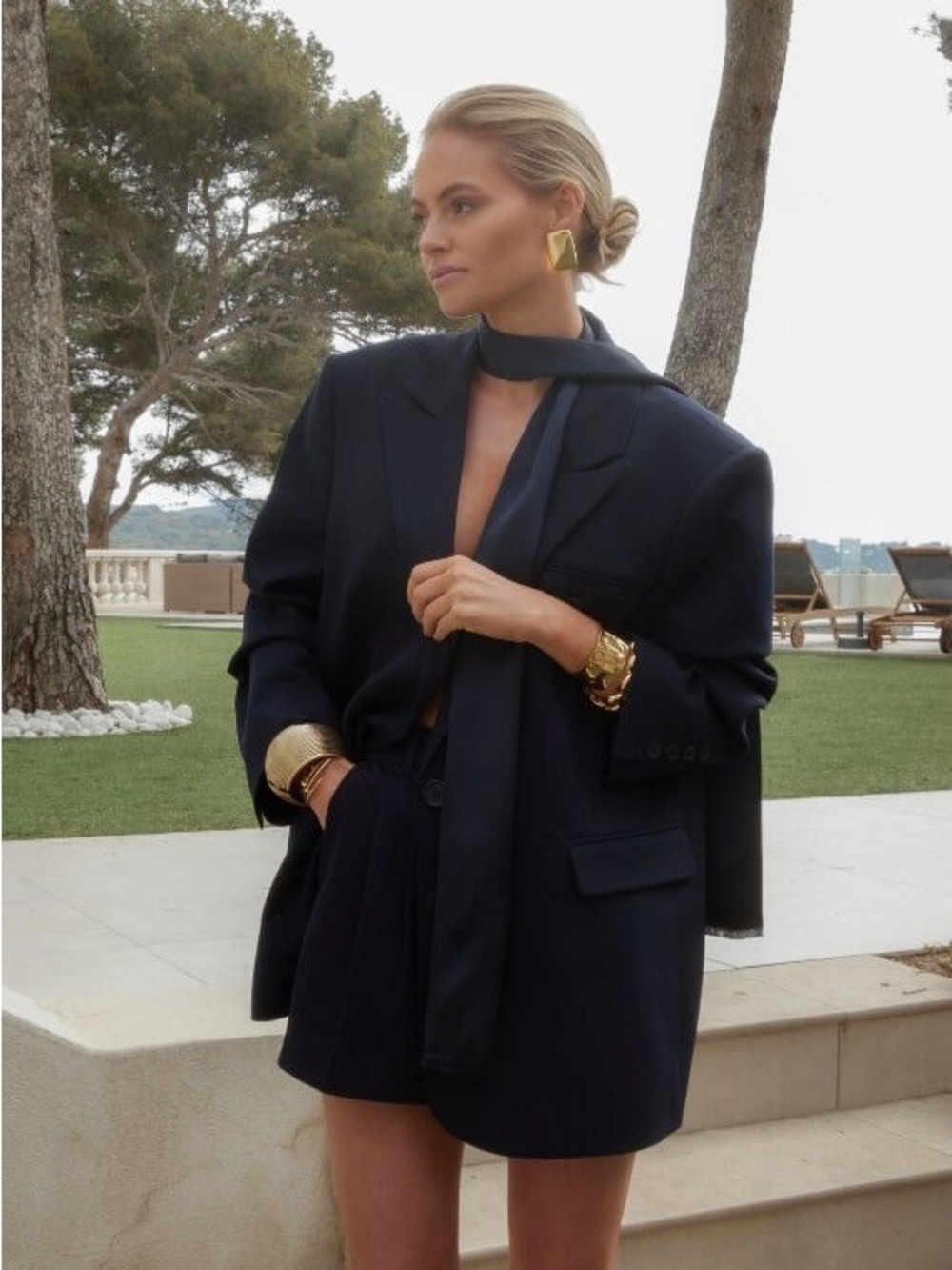 Women's Navy Oversized Blazer Jacket